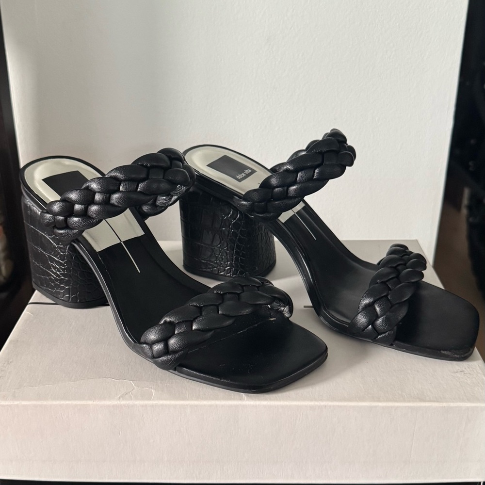 Dolce Vita Black Braided Block Heels